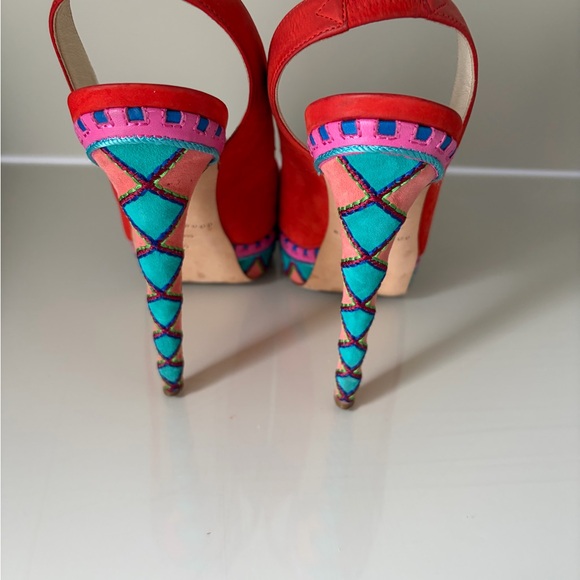 Brian Atwood Red Slingback Heels - Picture 3 of 4